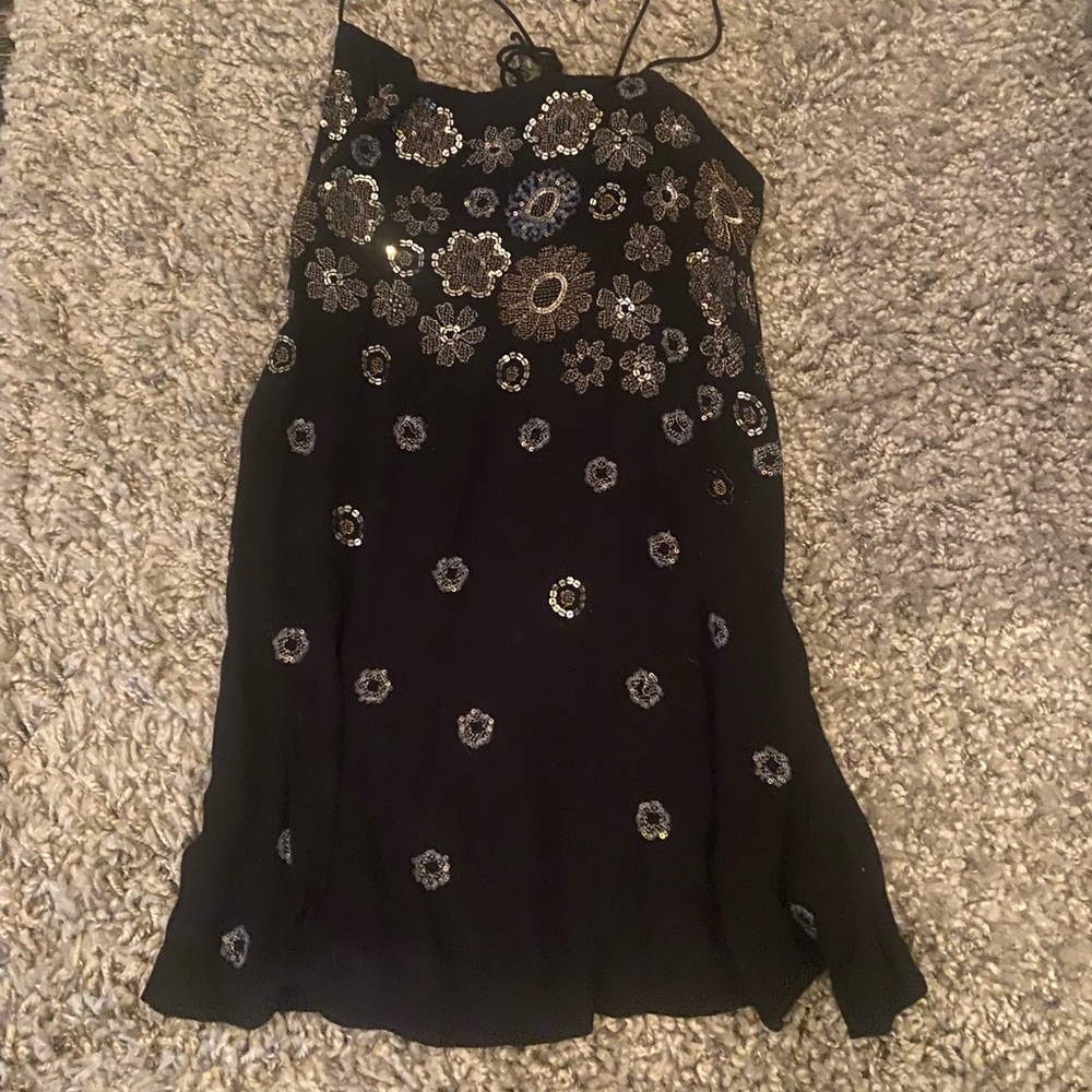 Black mini slip dress Free People